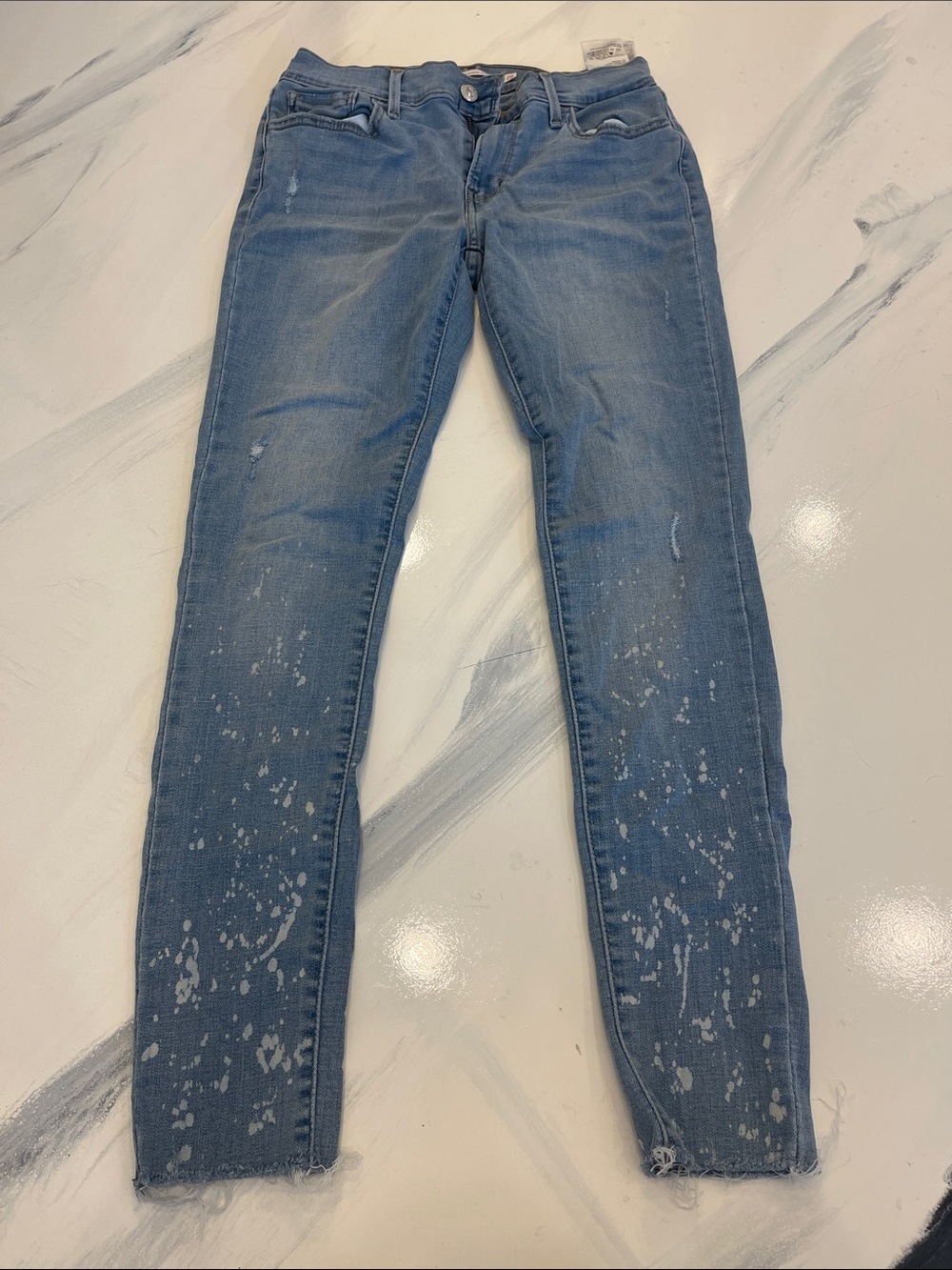 Levi's Women’s Skinny Blue Paint-Splatter Jeans